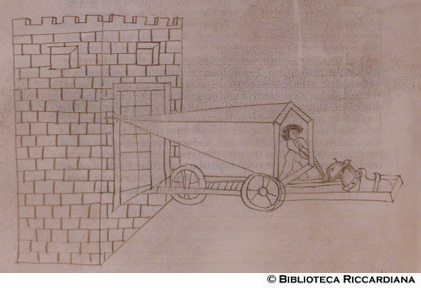 Macchina da guerra a forma di cuneo, c. 153v