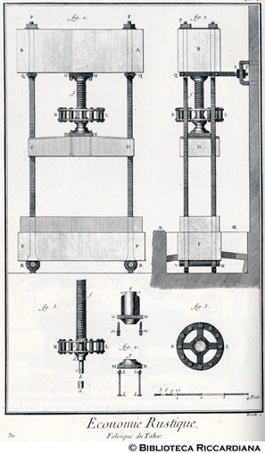 Tav. 30 - Economia rurale:  fabbricazione del tabacco - pressa (particolari).