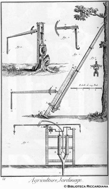Tav. 66 - Agricoltura: giardinaggio (macchina per svellere gli alberi e pompa).