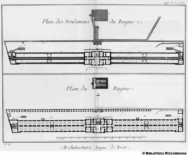 Tavv. 58-59 - Architettura - Stabilimento balneare di Brest (Pianta delle fondamenta).
