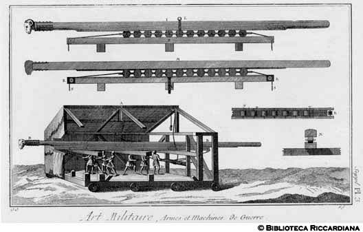 Tav. 90 - Arte militare: Armi e Macchine da guerra (ariete non sospeso).