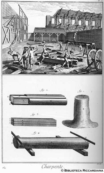Tav. 164 - Carpentiere: cantiere e utensili.