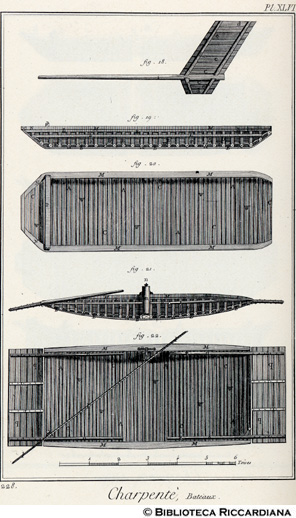 Tav. 228 - Carpentiere: battelli (piante e sezioni).