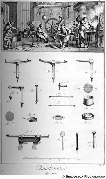 Tav. 32 - Calderaio: laboratorio e attrezzi.