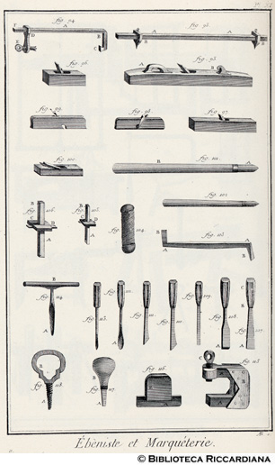 Tav. 11 - Ebanista e intarsiatore: utensili.