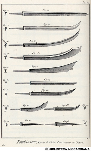Tav. 159 - Spadaio - Lame di baionetta e coltelli da caccia.