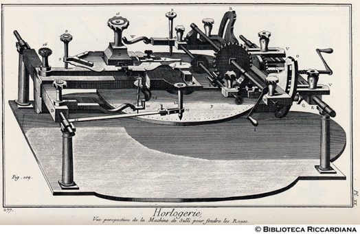 Tav. 277 - Orologeria - Macchina per tagliare le ruote di Sulli.