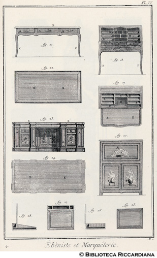 Tav. 4 - Ebanista e intarsiatore: arredi (secretaire e scrittoi).