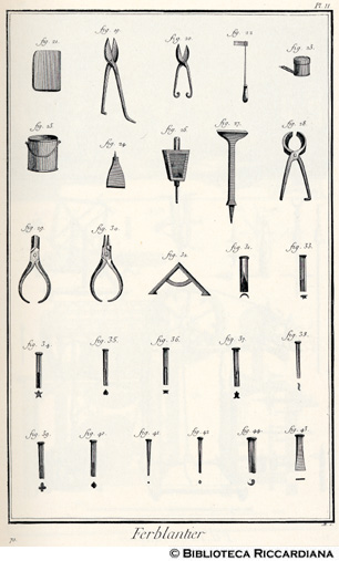 Tav. 70 - Lattoniere: attrezzi.