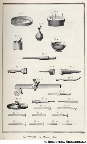Tav. 163 - Incisione su pietre pregiate (attrezzi).