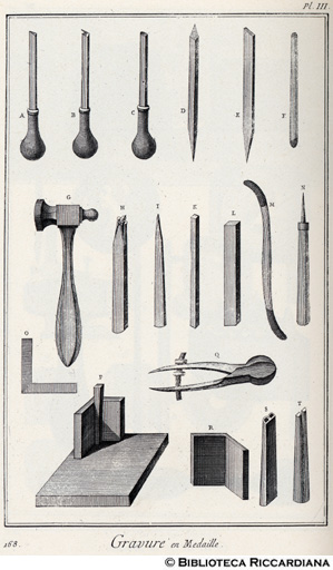 Tav. 168 - Incisione di medaglie - Attrezzi.