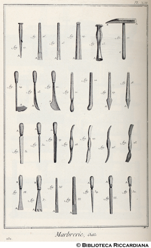 Tav. 232 - Marmista - Utensili.