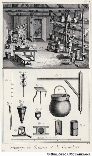 Tav. 294 - Economia rurale - Formaggio di Gruyres e di Grardmer: baita dove si fabbricano.