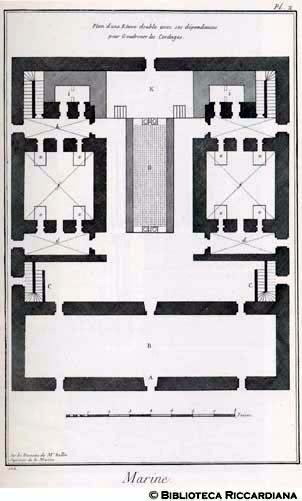 Tav. 102 - Marina - Pianta di doppia stufa per incatramare il cordame.