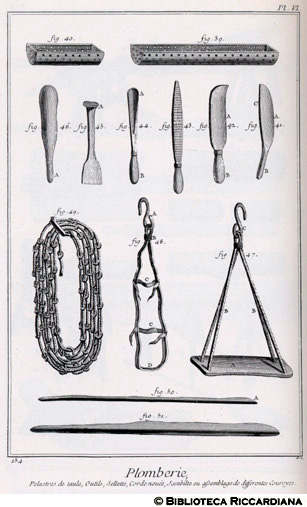 Tav. 154 - Artigiano del piombo - Opere e utensili.