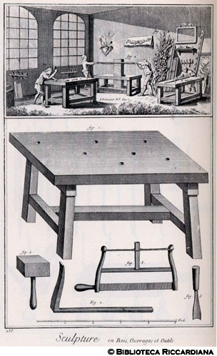 Tav. 238 - Scultura in legno - Laboratorio e attrezzi.