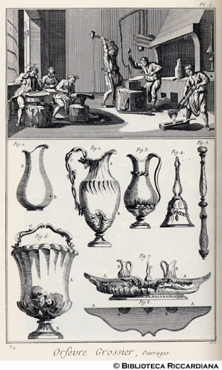 Tav. 34 - Orefice di vasellame: laboratorio e opere.