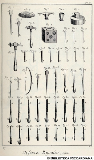 Tav. 57 - Orefice gioielliere: utensili.