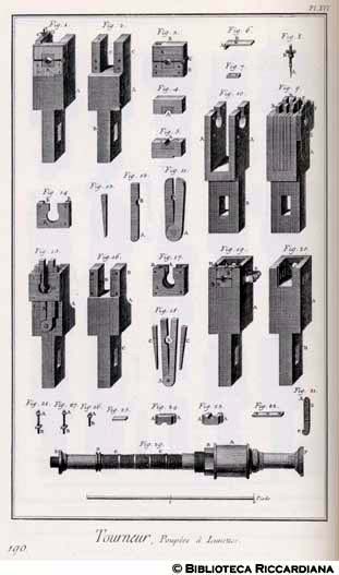 Tav. 190 - Tornitore - Toppi e mandrini per tornio in aria.