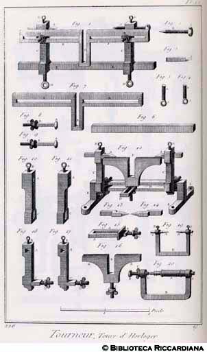 Tav. 226 - Tornitore - Torni a mano a uso degli orologiai.