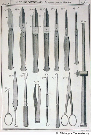 art du coutelier, instrumens pour la dissection, seconda parte, tav. 81