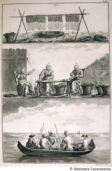 psches (donne che riparano le reti e pescatori), tav. XIV