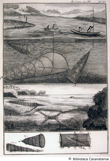 psches (pesca con reti a verveux [bertuello] sul fondo di un lago), tav. XV
