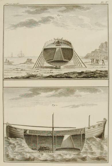 [Sezione della stiva di un'imbarcazione per la pesca del merluzzo (spaccato)], tav. V