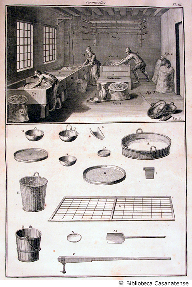 vermicelier (preparazione della pasta del tipo 'vermicelli' I), tav. III