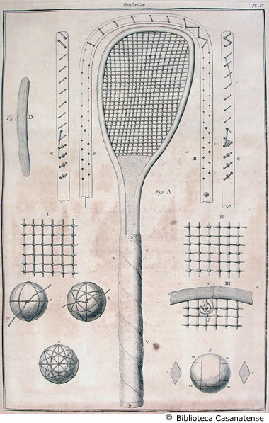 paulmier (dettaglio di una racchetta e di una pallina), tav. V