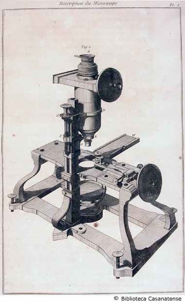 Description du microscope (microscopio), tav. I