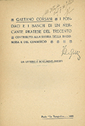 Frontespizio del volume: I fondaci e i banchi di un mercante pratese del trecento ... .