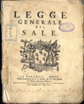 Title-page of the volume: Legge generale del sale.