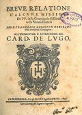 Title-page of the volume: Breue relatione d'alcune missioni de' pp. della Compagnia di Gies ... .