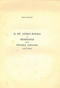 Title-page of the volume: Il più antico rotolo di rendiconti della finanza sabauda (1257-1259) / Mario Chiaudano.