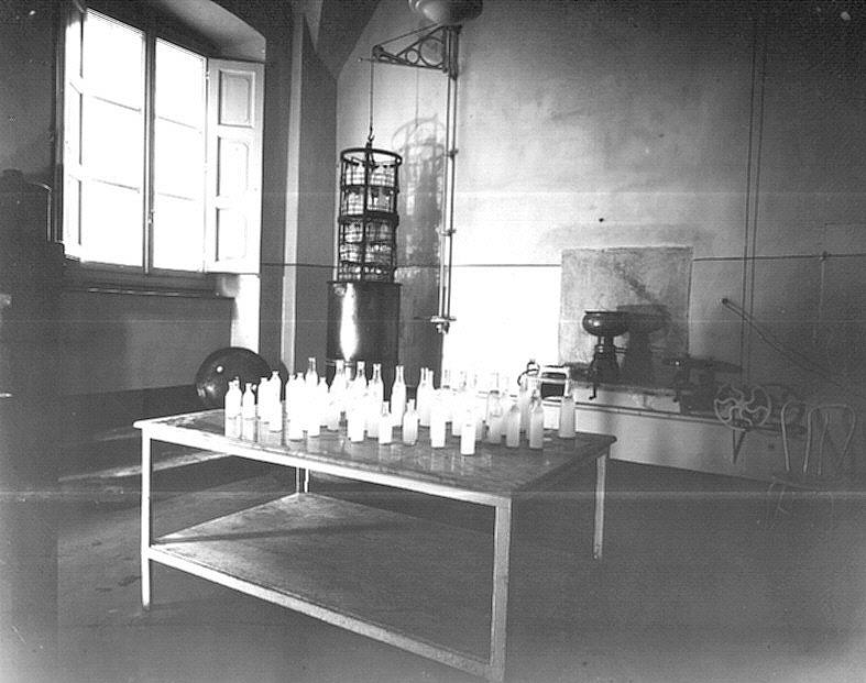 The room for the preparation of the milk to be distributed