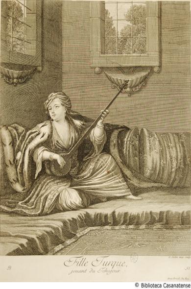 Fille Turque jouant du tehegour (donna turca che gioca al tehegour), Tav. 51