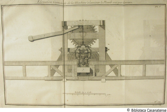 Elevation geometrale de la machine à laminer le plomb..., tav. 311
