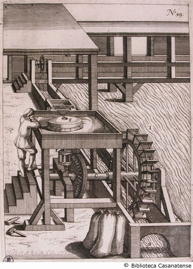 Tav. 49 - Mola per macinare il grano azionata ad acqua.
