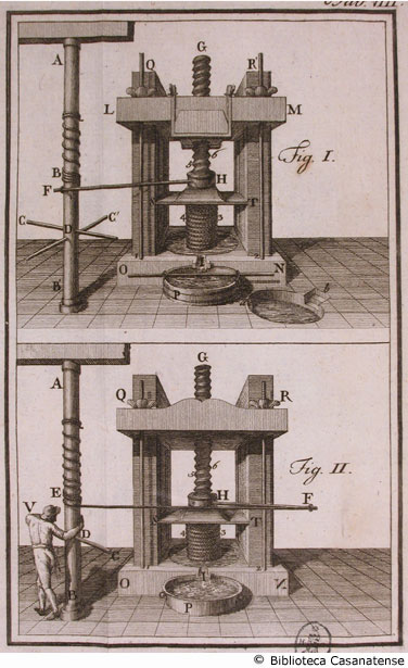 Tav. VIII - Frantoio a pressa