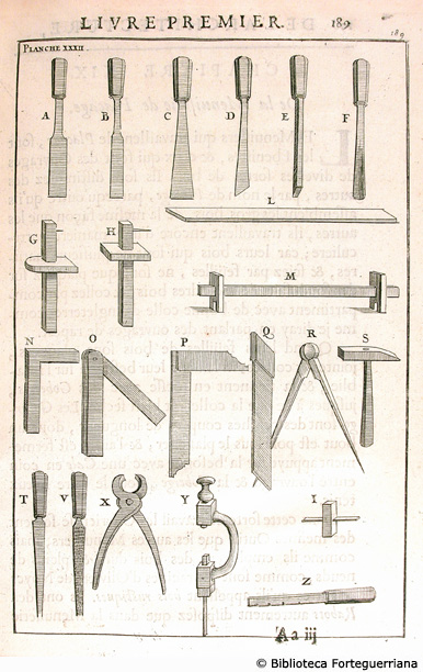 Tav. XXXII - Attrezzi necessari ai falegnami, p. 189