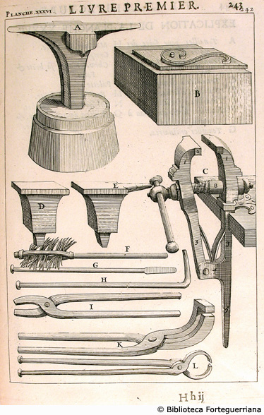 Tav XXXVI - Attrezzi per forgiare serrature, p. 243