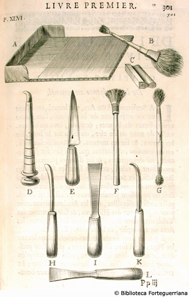 Tav XLVI - Attrezzi per dorare a colla o a olio, p. 301