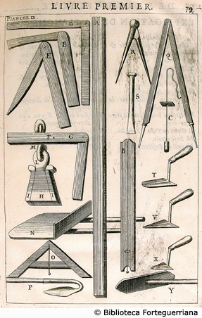 Tav. IX - Attrezzi necessari al muratore, p. 79