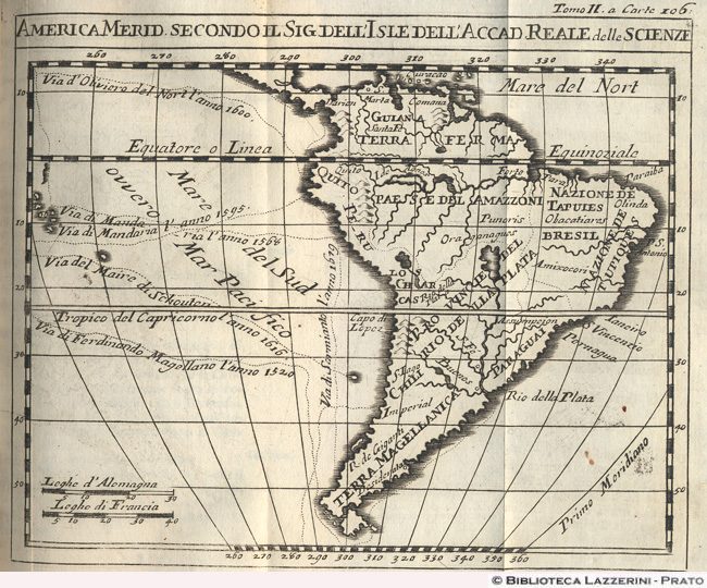 America merid[ionale] secondo il sig. dell'Isle dell'Accademia Reale delle Scienze, p. 106