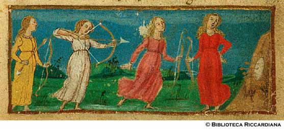 Le ninfe giocano al tirassegno, c. 57r