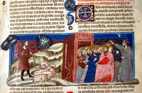 Il buon pastore e la Maddalena profuma il capo di Cristo, c. 132r