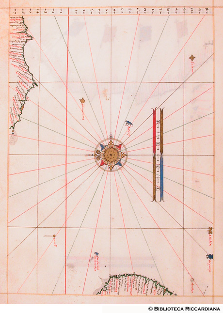 Carta nautica dell'oceano Atlantico, costa brasiliana e costa occidentale africana, c.3v