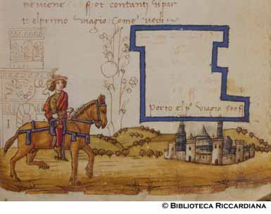 Mercante in viaggio verso una citt, c. 110r