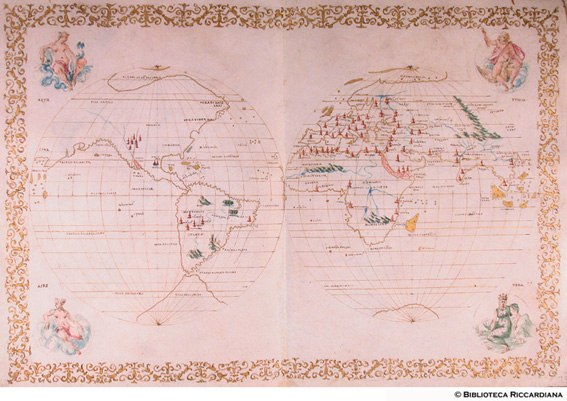 Mappamondi e i Quatto Elementi, cc. 12v-13r